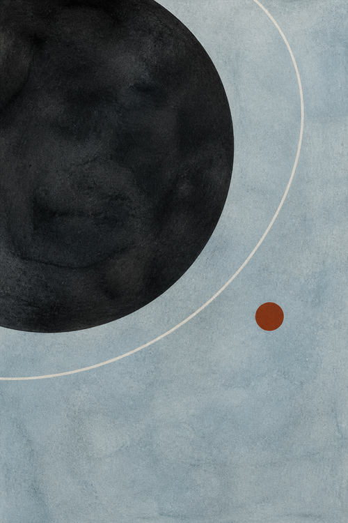 Eclipse Field, lámina abstracta vertical en tonos carbón