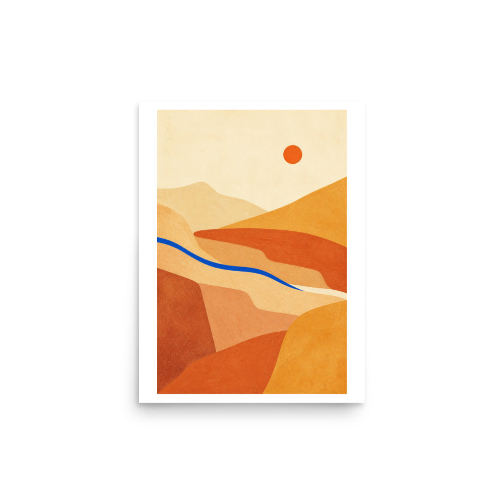 Mockup de Sunlit Strata impresa en papel mate, tamaño 12 × 16 in