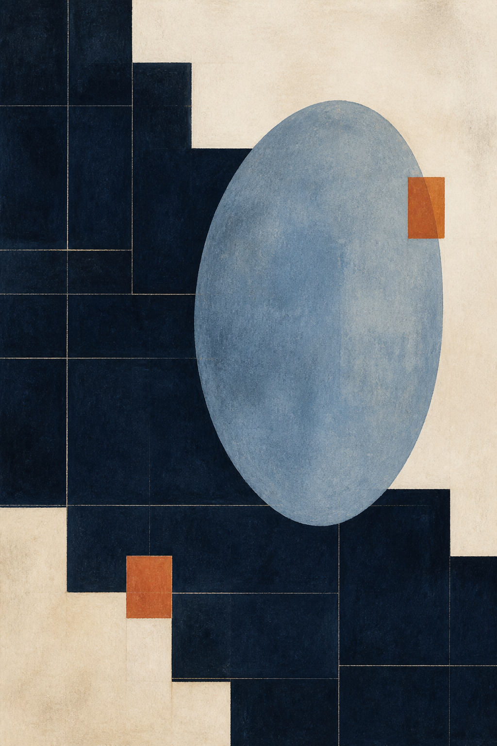 Night Geometry, lámina geométrica vertical en azul índigo