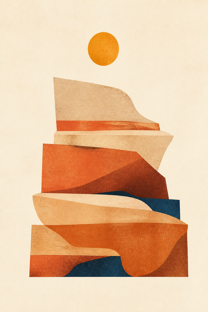 Strata Sun, lámina geométrica vertical en tonos cálidos