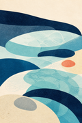 Tidal Pools, lámina abstracta vertical en tonos acuáticos