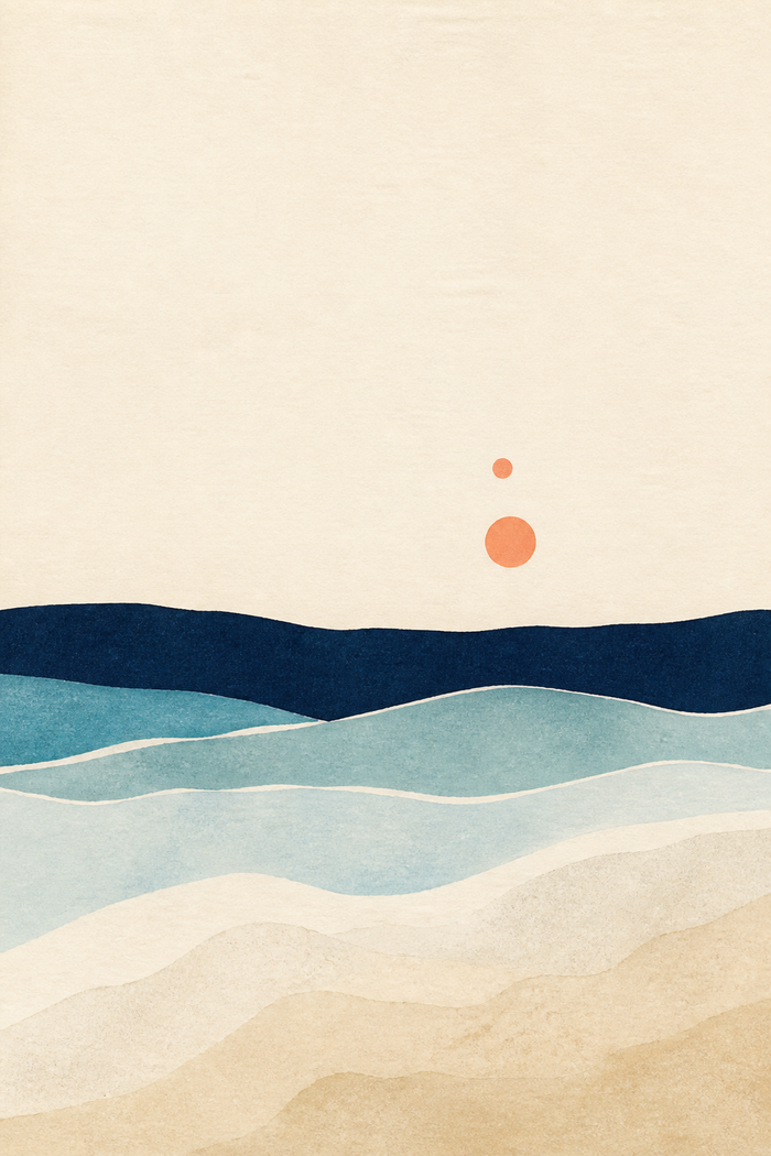 Tide Line, lámina abstracta vertical de inspiración costera